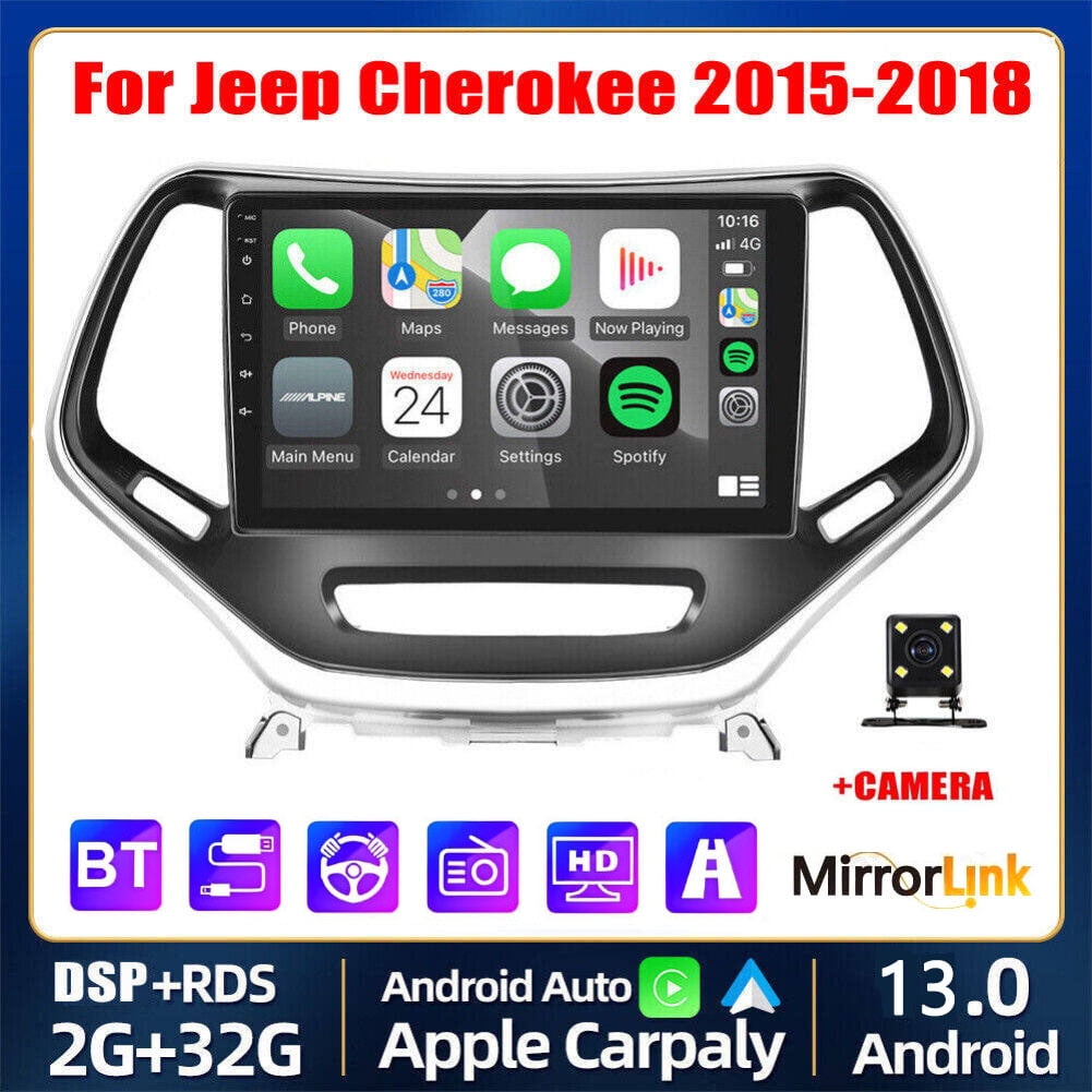 Guwzn Car Stereo Radio for Jeep Cherokee 2015-2018 10" Touchscreen 2+32G Vehicle GPS Navigation Wireless CarPlay Android Auto