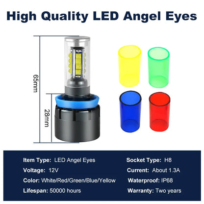 2x160w LED Angel Eyes Lights Canbus for BMW E60 E61 E63 X5 E70 X6 E71 E90 E91 E92 E93 M3 E89 E82 E87 H8 LED Headlight White Blue