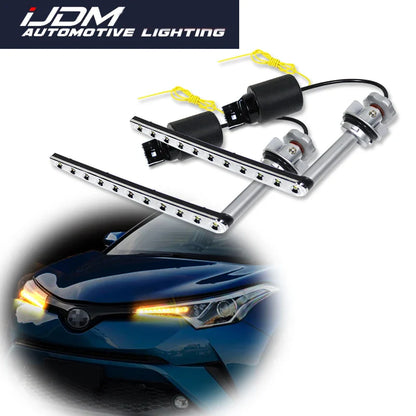 iJDM Switchback Amber/White BAU15S PY21W Sequential Flowing LED Strips w/Resistor For 2017-up Toyota C-HR Turn Signal Lights/DRL