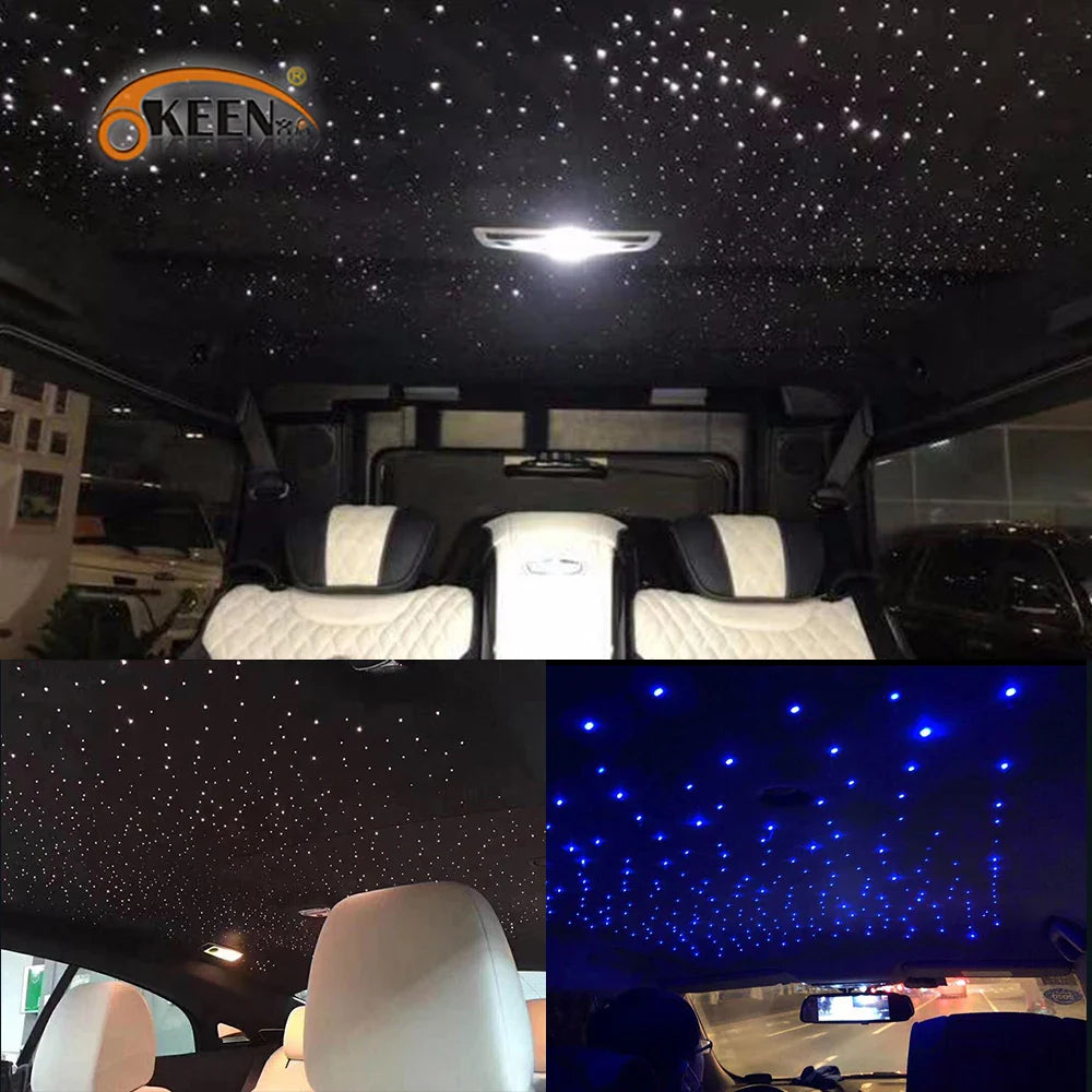 OKEEN 12V 6W RGB Car Roof Star Lights LED Fiber Optic Star Ceiling Light kits Optical Fiber DIY Starry Sky Auto Decorative Lamp
