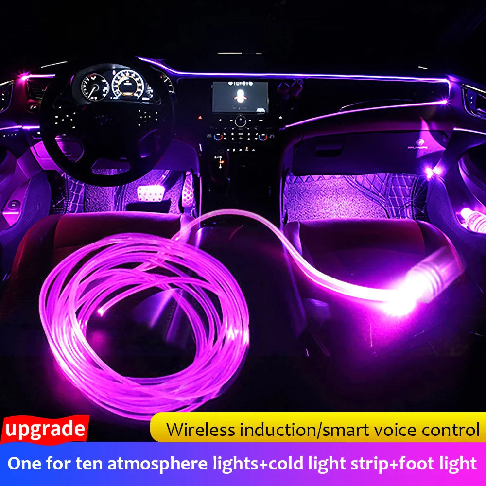 14 in 1 RGB LED Atmosphere Car Light Interior Decoration Fiber Strip Light By App Control Decorative Ambient Lamp Dashboard Lamp