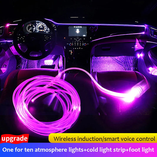 14 in 1 RGB LED Atmosphere Car Light Interior Decoration Fiber Strip Light By App Control Decorative Ambient Lamp Dashboard Lamp