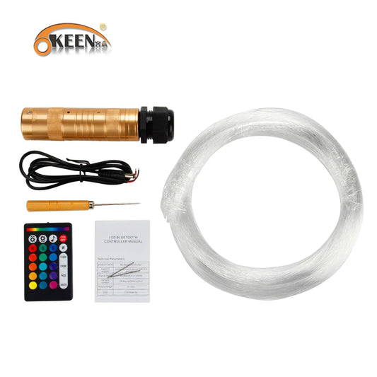 OKEEN 12V 6W RGB Car Roof Star Lights LED Fiber Optic Star Ceiling Light kits Optical Fiber DIY Starry Sky Auto Decorative Lamp