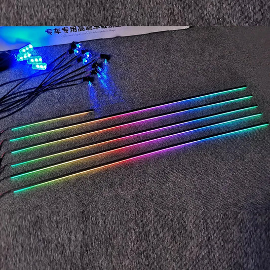 Universal Symphony Car Ambient Lights 64 RGB Car Interior Acrylic Light Guide Fiber Optic Car Decoration Atmosphere Light 18 in1