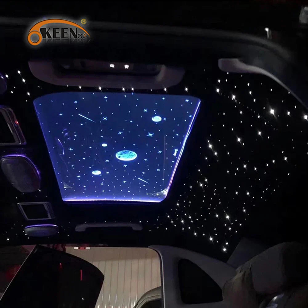 OKEEN 12V 6W RGB Car Roof Star Lights LED Fiber Optic Star Ceiling Light kits Optical Fiber DIY Starry Sky Auto Decorative Lamp