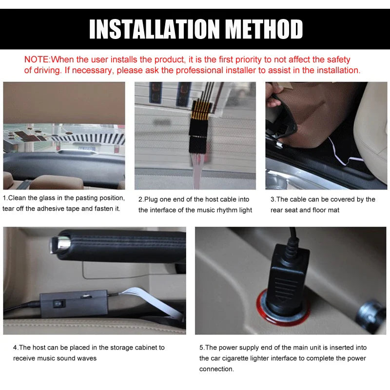 70X16CM Car RGB LED Music Rhythm Flash Light Sound Activated Sensor Equalizer Rear Windshield Sticker Styling Neon Lamp