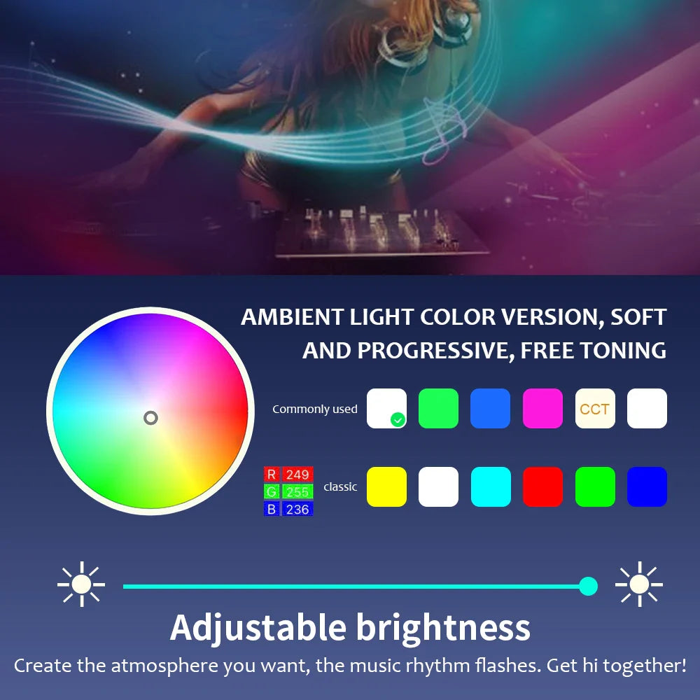 14 in 1 RGB LED Atmosphere Car Light Interior Decoration Fiber Strip Light By App Control Decorative Ambient Lamp Dashboard Lamp