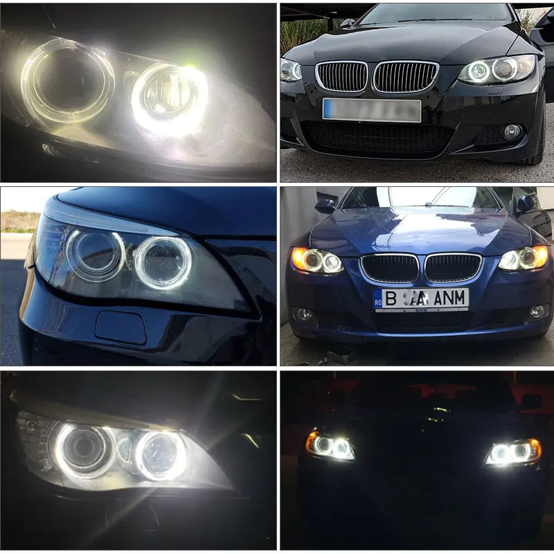 2x160w LED Angel Eyes Lights Canbus for BMW E60 E61 E63 X5 E70 X6 E71 E90 E91 E92 E93 M3 E89 E82 E87 H8 LED Headlight White Blue