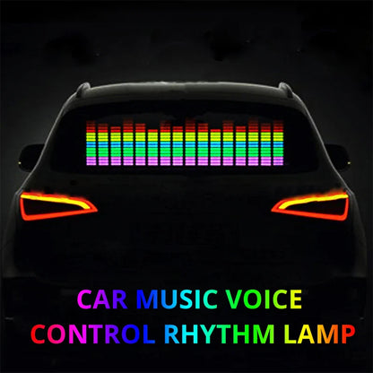 70X16CM Car RGB LED Music Rhythm Flash Light Sound Activated Sensor Equalizer Rear Windshield Sticker Styling Neon Lamp