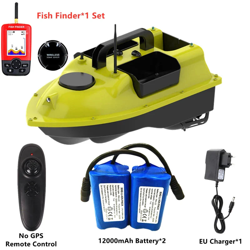 GPS Positioning 500M Sonar Fish Finder One Key Cruise RC Bait Boat Three Hoppers 6Hours Endure Screen Display Waterproof RC Boat