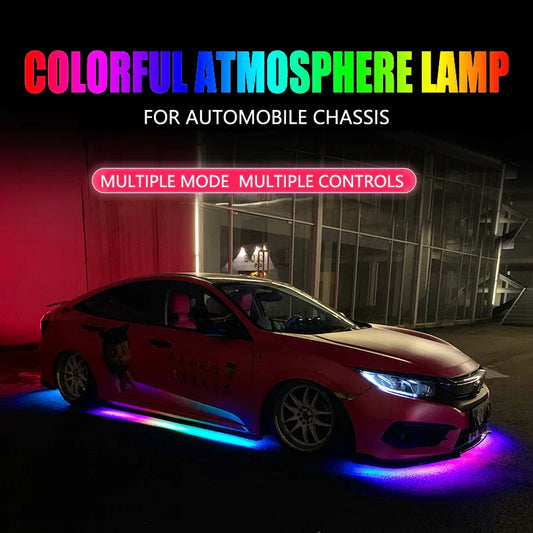 RGB Multicolor Flexible Flowing Car LED Light Underglow Underbody Waterproof Automobile Chassi Neon Atmosphere Light