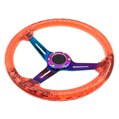 2021 New Acrylic Car Steering Wheel 14inch Universal PC Sport Steering Wheel 350mm Neo Chrome Color With Horn Button Control
