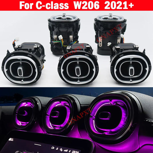 64-Color For Benz C class W206 GLC W254 X254 Car Decorative Atmosphere Lamp Strips MB LED Air Vent Nozzle Neon Ambient Light