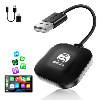 Herilary Wireless Carplay Adapter Android Auto Car Play for OEM Wired Carplay Magic Box Cars Stereo Convent Wired to Wireless CarPlay Dongle,Plug and Play