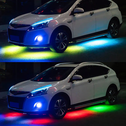 RGB Multicolor Flexible Flowing Car LED Light Underglow Underbody Waterproof Automobile Chassi Neon Atmosphere Light