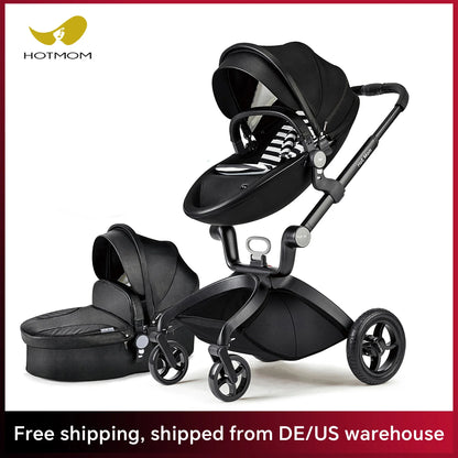 Hot Mom F22 baby stroller,adjustable seat,aluminum frame,solid rubber tires,rain cover,mosquito net,large storage basket
