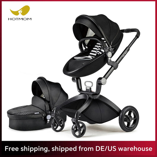 Hot Mom F22 baby stroller,adjustable seat,aluminum frame,solid rubber tires,rain cover,mosquito net,large storage basket