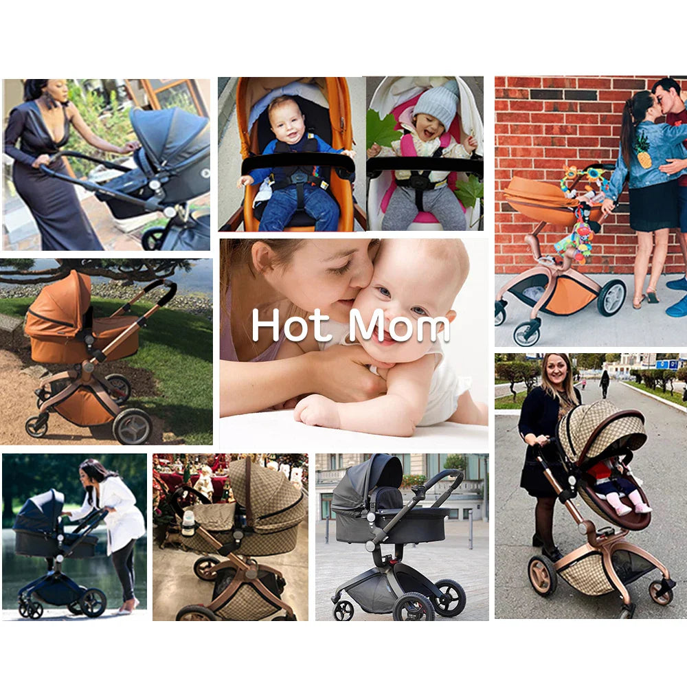 Hot Mom F22 baby stroller,adjustable seat,aluminum frame,solid rubber tires,rain cover,mosquito net,large storage basket