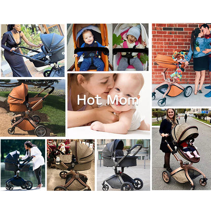 Hot Mom F22 baby stroller,adjustable seat,aluminum frame,solid rubber tires,rain cover,mosquito net,large storage basket