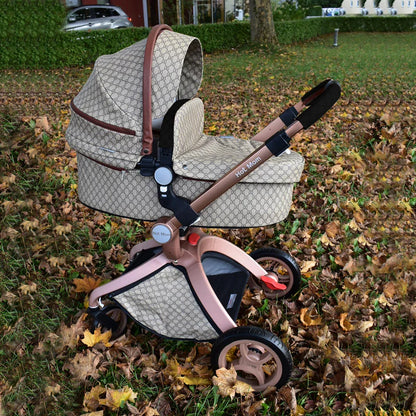 Hot Mom F22 baby stroller,adjustable seat,aluminum frame,solid rubber tires,rain cover,mosquito net,large storage basket