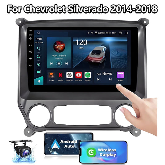 IKASEFU 10" Car Stereo Radio for Chevrolet Silverado GMC Sierra 2014-2018 Android 13 Wireless Carplay Android Auto with WiFi GPS Bluetooth FM/RDS SWC
