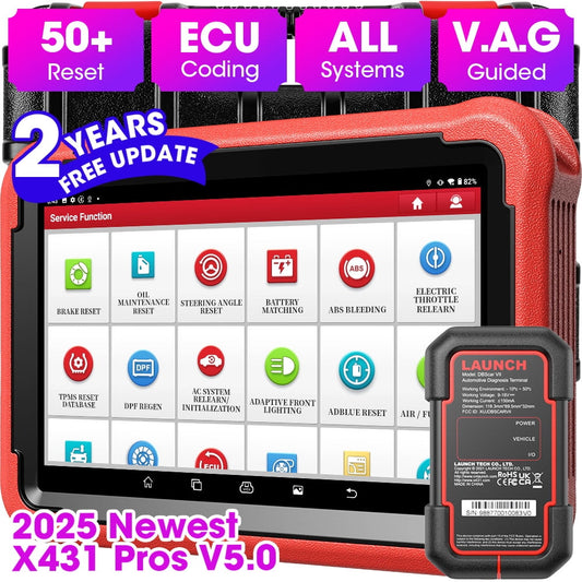 LAUNCH X431 PROS V+ 5.0 Elite Bidirectional Scan Tool with 2025 Newly Released DBSCar VII Connector,ECU Online Coding,CANFD,FCA AutoAuth,VAG Guide,38+ Reset for All Cars,2 Years Free Update Car Scanner Diagnostics