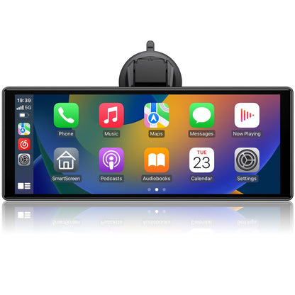 Lamtto 10.26" Wireless Carplay and Android Auto, 2.5K +1080P Dash Cam, Portable Carplay Screen for Car GPS Navigation, Car Stereo Receiver with Bluetooth, Airplay, Google, Siri