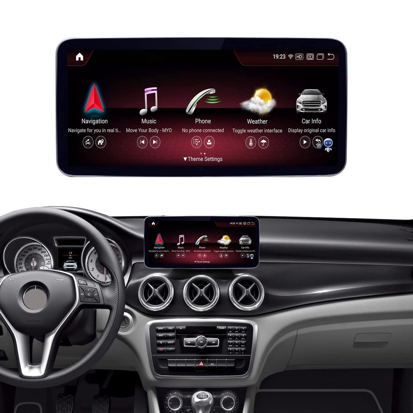 Mercedes-Benz Android Head Unit    Road Top Android 13 Car Stereo 12.3" Car Touch Screen for Mercedes Benz CLA GLA Class X156 C117 2013-2015 Year with NTG 4.5/4.7, 8+256G, Support Wireless Carplay, Global Weather, Navigation