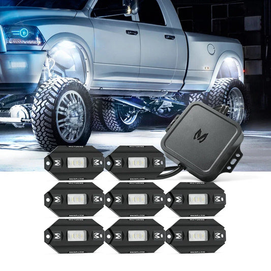 MICTUNING C1 8 Pods RGBW LED Rock Light Multicolor Underglow Neon Lighting Kit With Bluetooth Wireless App Controller Music Mode