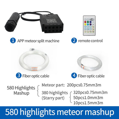 Car Starry Sky Ceiling Light Kit Meteor Car Ceiling Fiber Optic Light Guide Rgbw Full Color App Bluetooth Modified Starry Sky Light