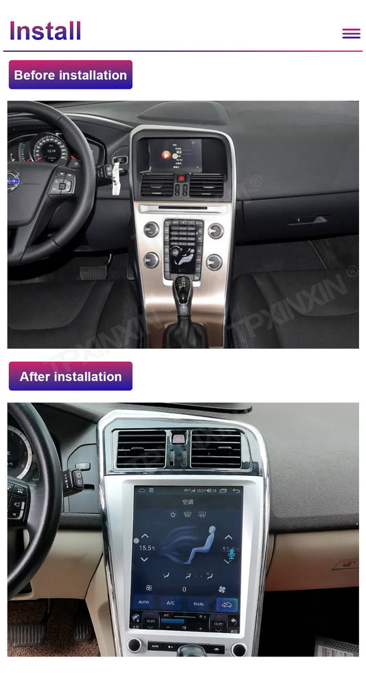 12.1 inch Tesla style screen For Volvo XC60 2009-2017 Car Radio GPS Navigation,Multimedia Player Head Android Unit,Carplay