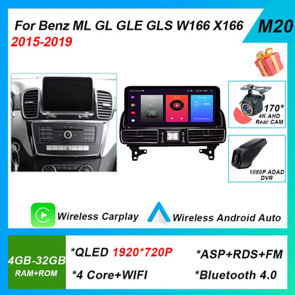 Android 14 Radio For Mercedes Benz ML GL GLE GLS W166 X166 2012-2019 12.3” 4.5NTG 5.0NTG Car Raido Multimedia Video Player GPS