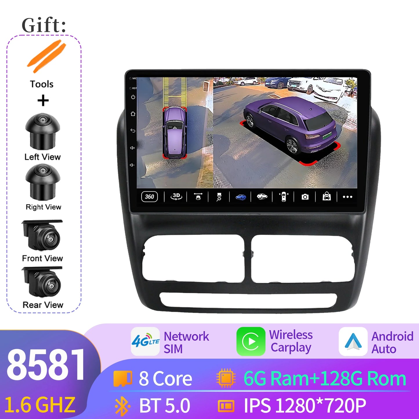 Car Radio For Fiat Doblo-Opel Combo Tour 2010-2015 Android 14 Wireless Carplay Multimedia 7862S 8G 256G Head Unit 2K QLED Screen