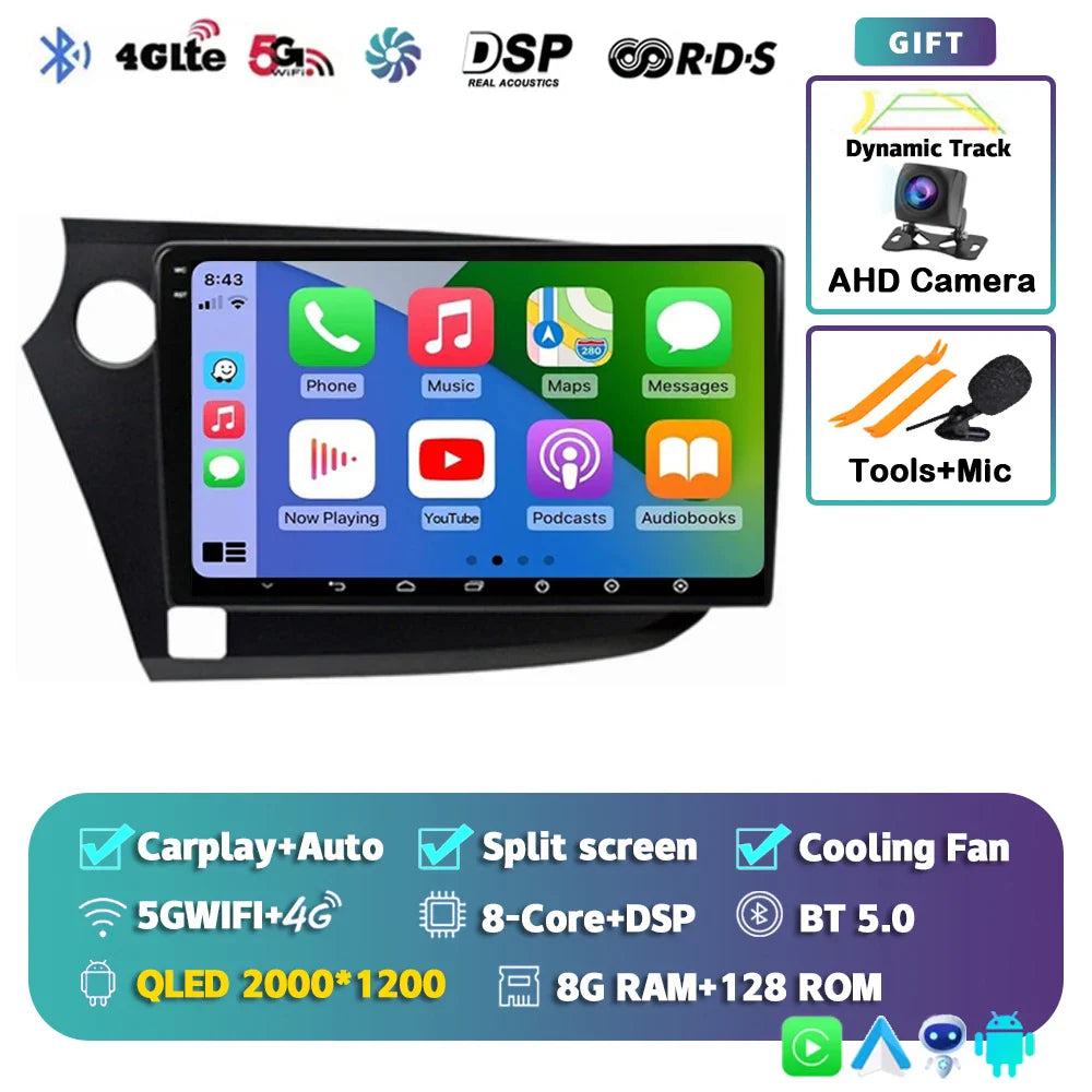 Android 14 Carplay Auto Car Radio Multimedia Player For HONDA INSIGHT 2009-2014 Navigation Autoradio GPS Stereo 2din Head Unit