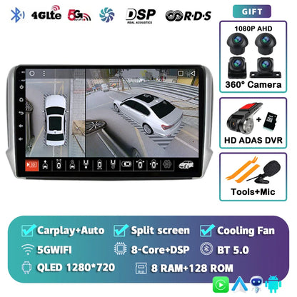 Android 14 For Peugeot 2008 208 2012-2018 Car Radio Multimedia Player Navigation GPS Wireless Carplay  Android Auto Stereo 2Din