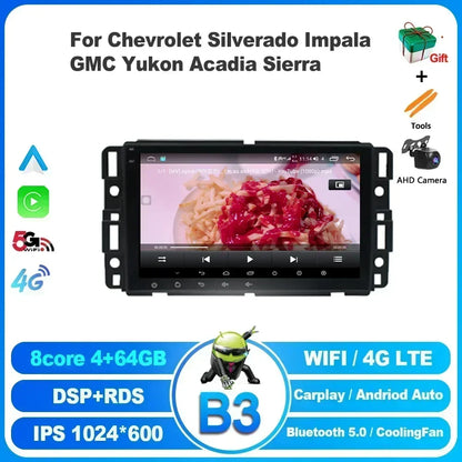 8inch Wireless Android13 For Chevrolet Silverado Impala GMC Yukon Acadia Sierra  Carplay 4G Multimedia Car Radio 2 Din Screen