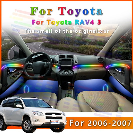 For Toyota RAV4 3 Interior RGB Symphony LED Strip with Adjustable 64 - Color Lighting Patterns and All Color Variations
