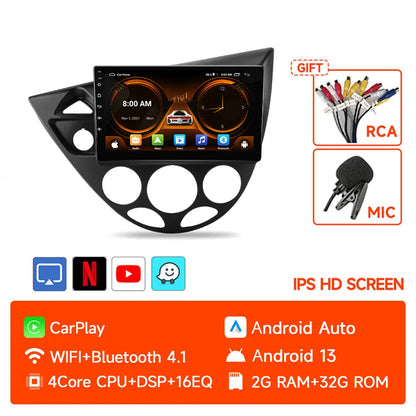 JIUYIN Wireless CarPlay Android Auto Radio for Ford Fiesta 1995-2001 Focus MK1 1998-2004 GPS 2din autoradio