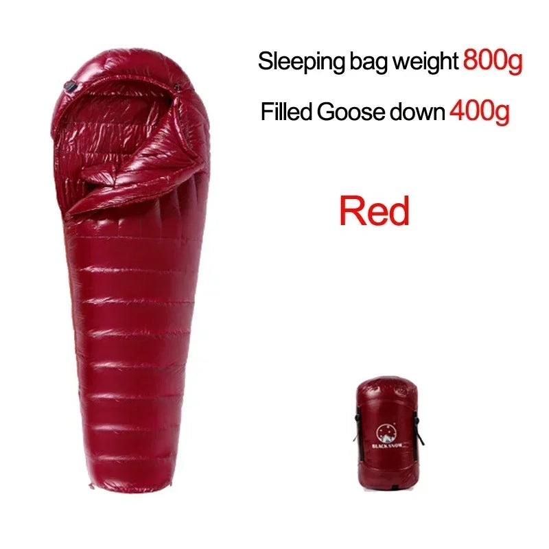 Upgraded High-grade White Goose Down Camping Sleeping Bag with Water Repellent Treatment Warm Insulated Fit for Cold Weather