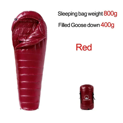 Upgraded High-grade White Goose Down Camping Sleeping Bag with Water Repellent Treatment Warm Insulated Fit for Cold Weather