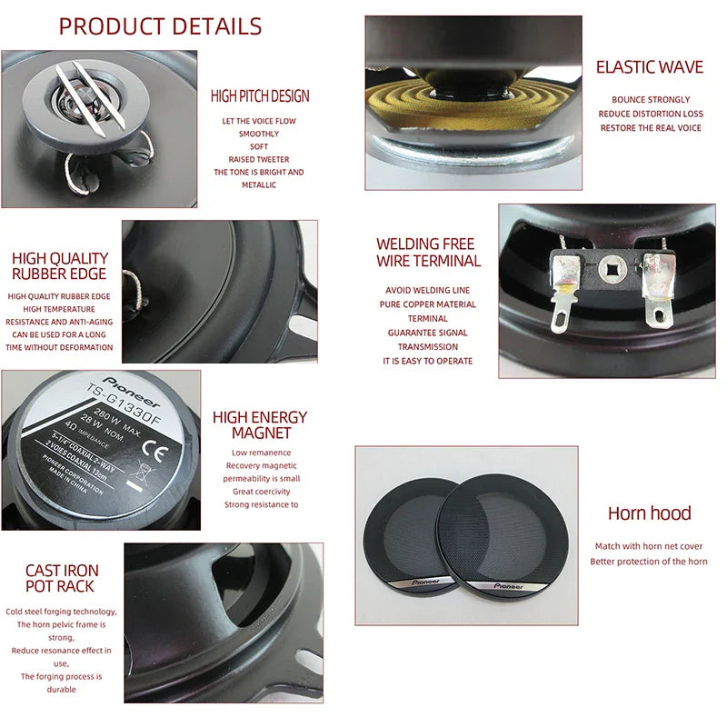 5-inch 560W (2 * 280W) 5-way General Motors coaxial car music stereo full frequency high fidelity speaker lossless installation