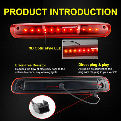 3RD Third Brake Light, Rear Tail Light Lamp for Chevy Silverado GMC Sierra 1500 2500 3500 HD 2007- 2013,For Hummer H3T 2009-2010