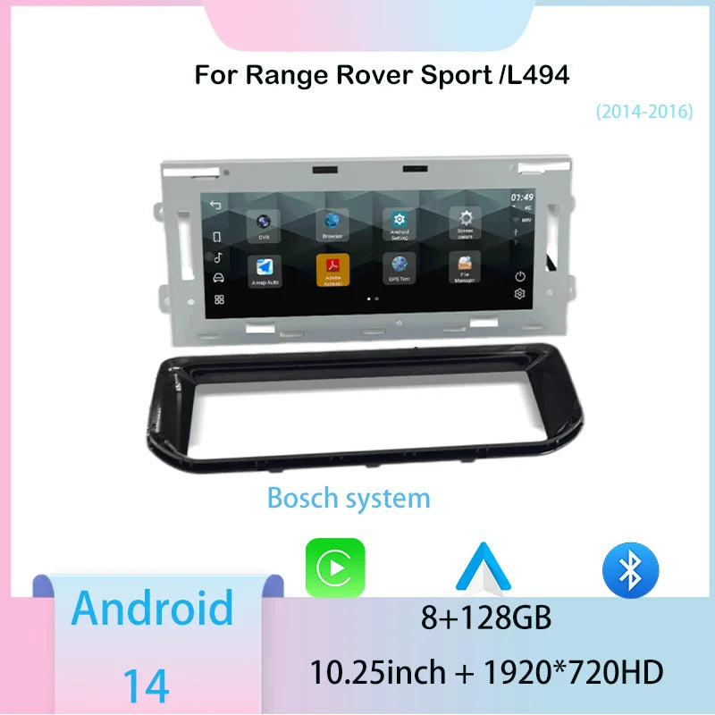 10.25inch Android 14 For Range Rover sport L494 Multimedia Player Radio Carplay auto retains the original feature menu AC Panel