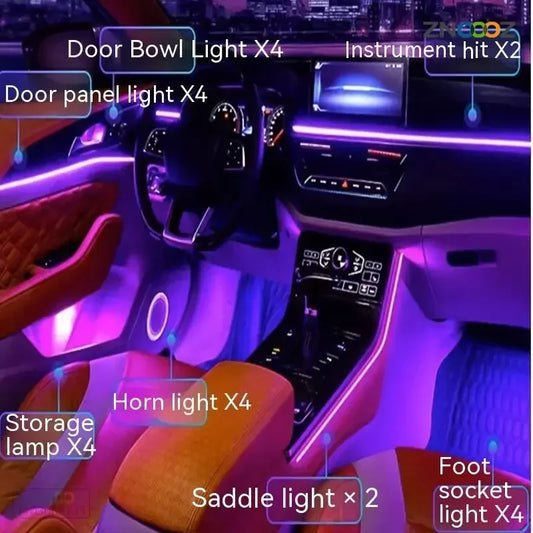 For Audi A1 A3 A6 A7 C5 C6 Q3 Q2 Q7 TT TTS R8 S3 S6  A4 64 Color RGB Symphony Car LED  Interior Ambient Light