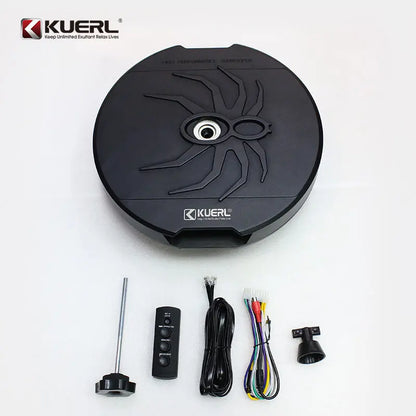 Car Spare Tire 12 Inch Active High Power Rated 400W Subwoofer Amplifier Car Audio Upgrade Installation In The Trunk Of The Car