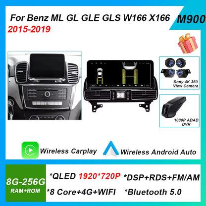 Android 14 Radio For Mercedes Benz ML GL GLE GLS W166 X166 2012-2019 12.3” 4.5NTG 5.0NTG Car Raido Multimedia Video Player GPS