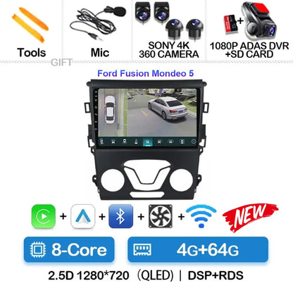 Android 15 Carplay Auto 4G WIFI GPS For Ford Mondeo 5 Fusion 2012-2019 Car Radio Multimedia Player Video Stereo Head Unit 2din