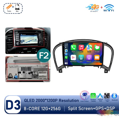 Carplay Android OS for Nissan Juke YF15 2010 - 2014 QLED Touch Screen 9 '' Car Radio Stereo Player GPS Navigation WiFi Head Unit