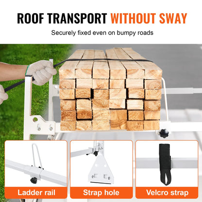 VEVOR Trailer Ladder Rack Adjustable Roof Rack 2/3 Crossbars Van Roof Ladder Rack Fit for Chevrolet 1500 / Ford E150 /GMC Savana