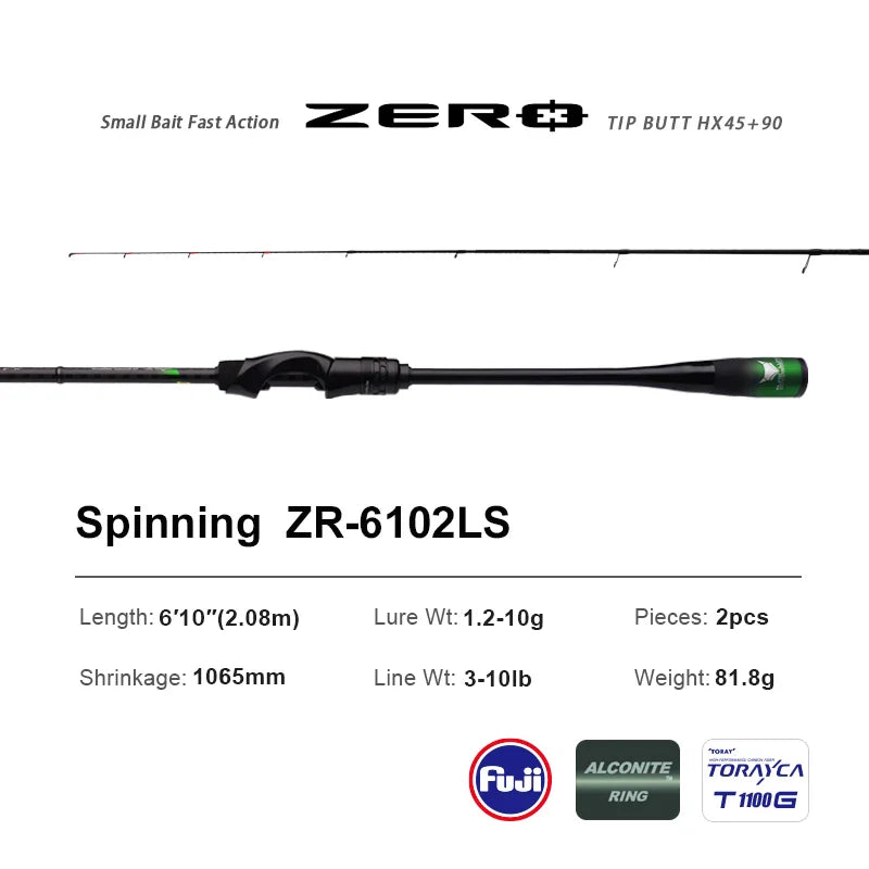 PURELURE ZERO Small Bait Light High Carbon Long Throwing Rod Rock Fishing Spinning Trout Rod BFS Fishing Casting UL  Stream Bass